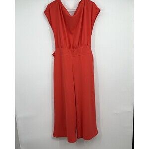 New York & Company Coral Stretch Wide Leg Jumpsuit M Casual Career Vacation